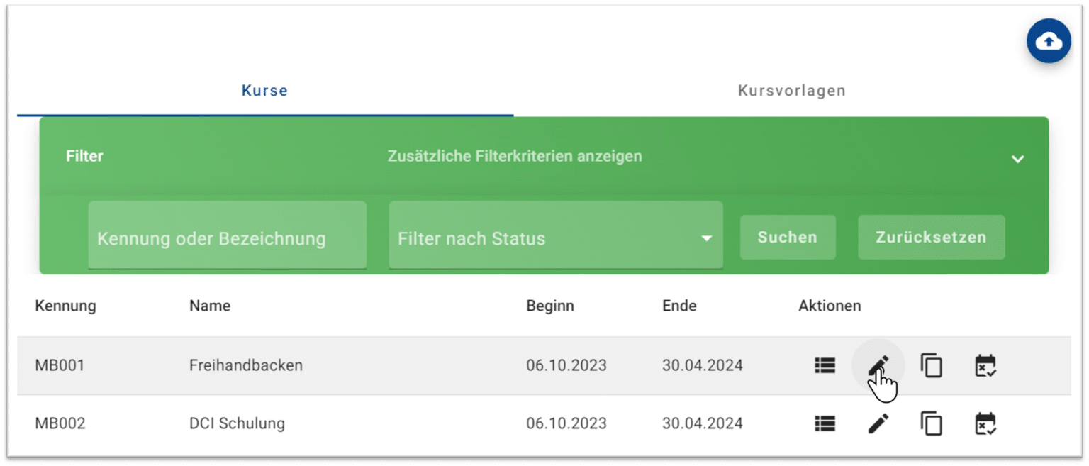 Kursvorlagen Erstellen - DigitalCheckIn